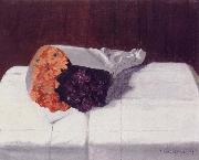 Felix Vallotton Still life with Bouquet of Marigolds and Violets oil painting artist